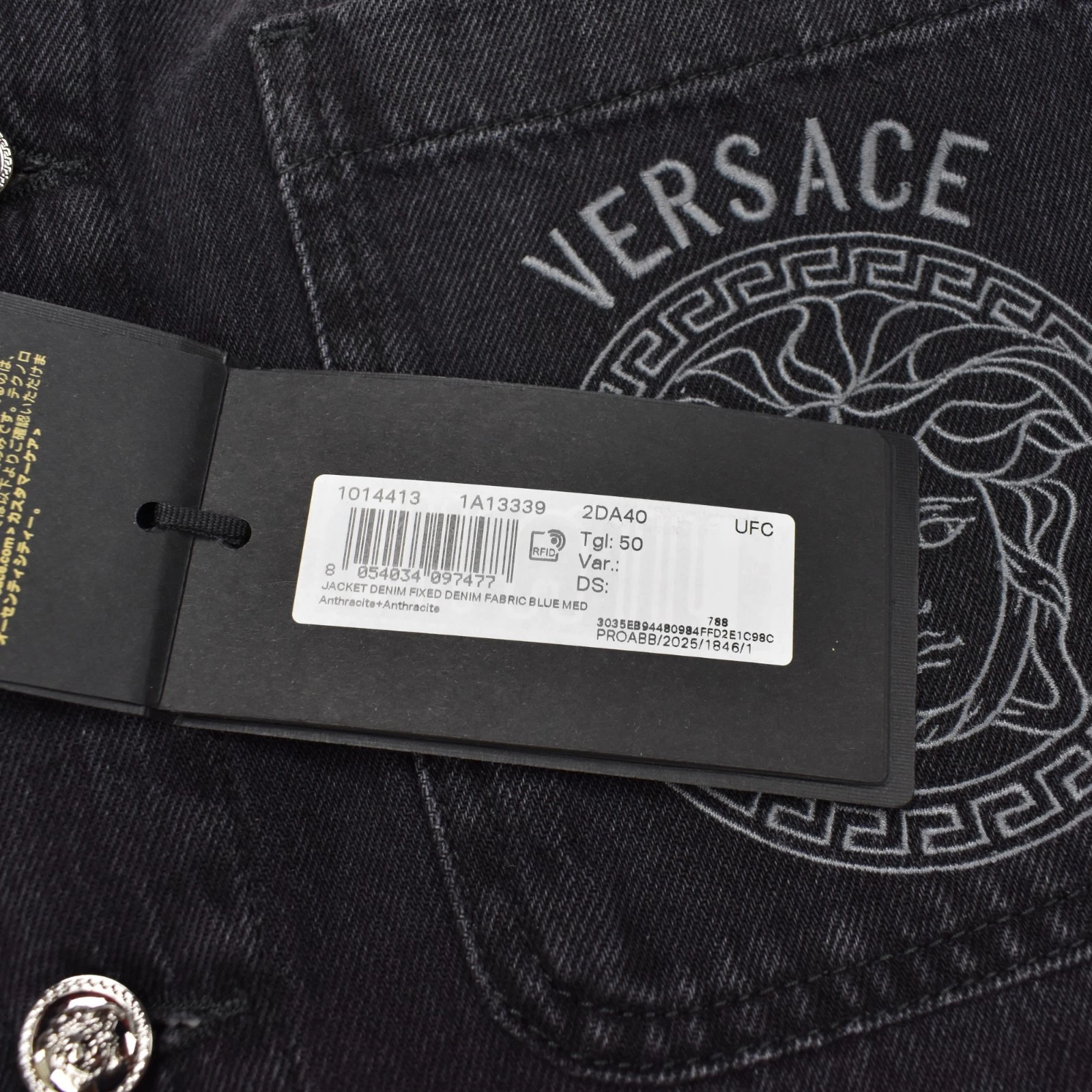 NWT $1695 VERSACE Black Denim Medusa Logo Chore Coat Jacket Mens XL 54 AUTHENTIC - product detail image 10