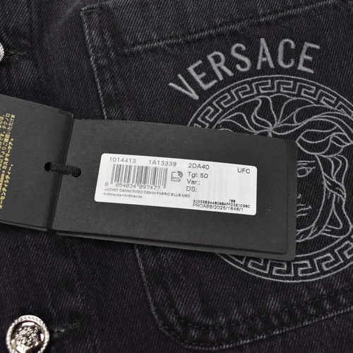 NWT $1695 VERSACE Black Denim Medusa Logo Chore Coat Jacket Mens XL 54 AUTHENTIC image 10