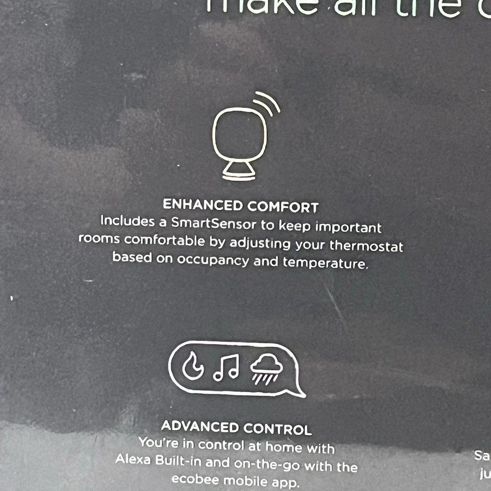 ecobee EB-STATE5PCO- 01 Smart Thermostat w Voice Smart Sensor New Sealed - Image 4 of 4