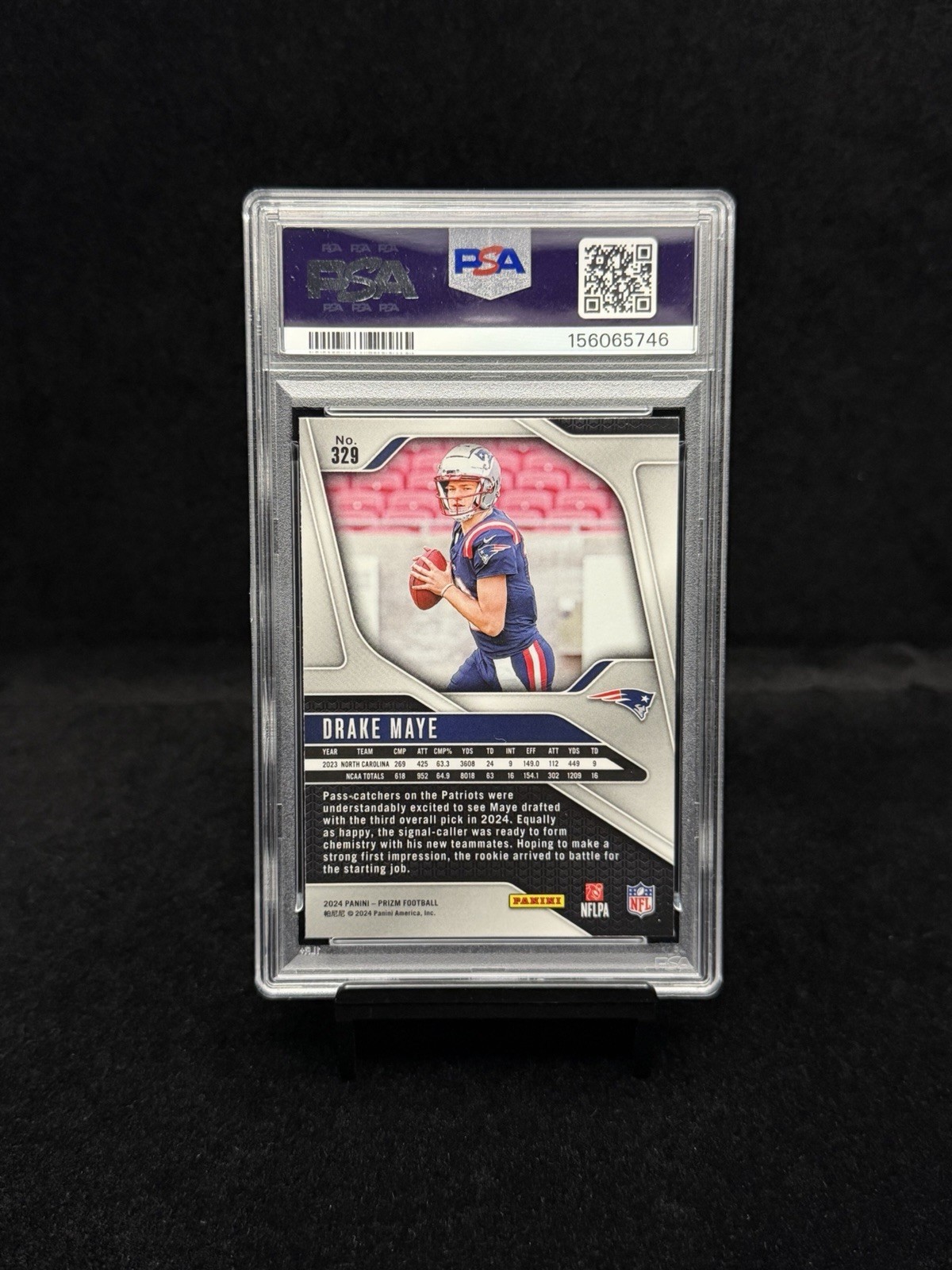 2024 Panini Prizm Rookies Base Drake Maye #329 (RC) PSA 10 view 2
