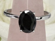 Black Onyx Solitaire Ring Size 5 925 Sterling Silver BRAND NEW