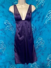 Victoria  s Secret Y2K 2006 Purple Sheer Sides Slinky Slip Dress Chemise Gown M