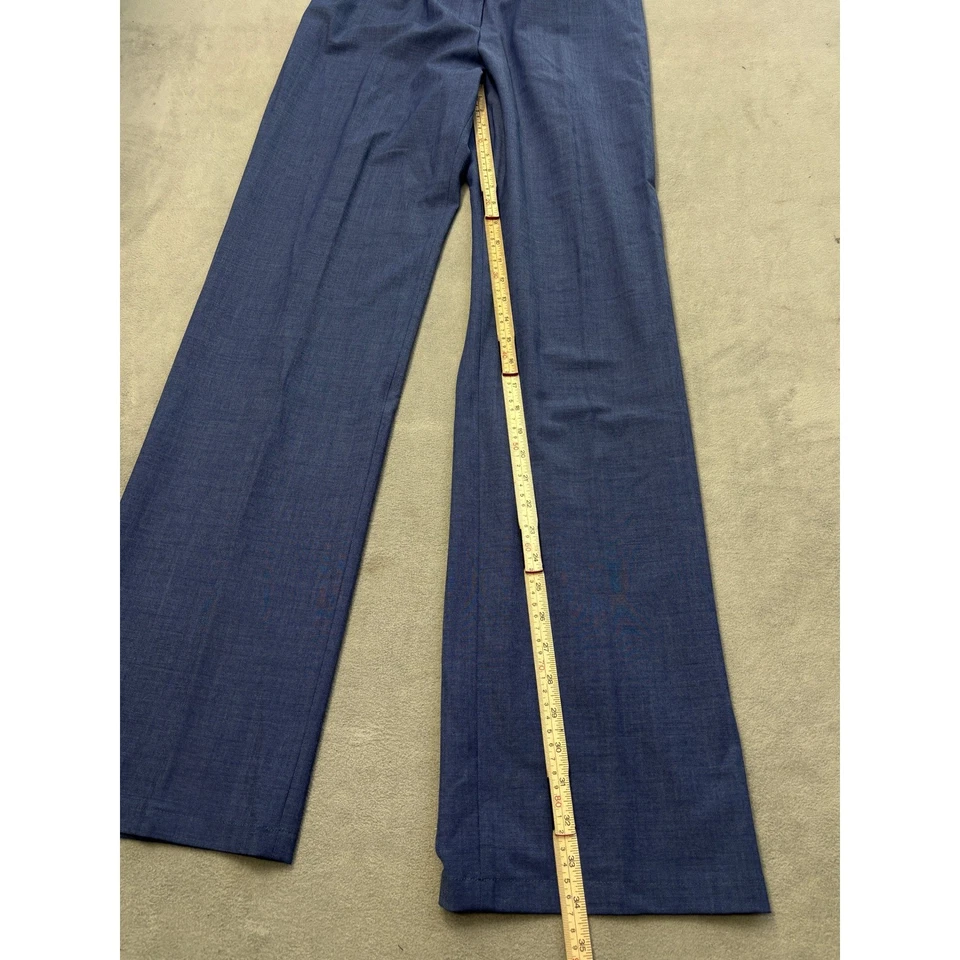 Calça Piazza Sempione perna larga mistura de lã azul feita na Itália IT 46 - Imagem 2 de 4