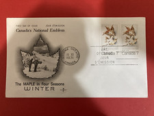 Canada #538 Pair  MAPLE LEAVES IN WINTER  Fine Used 1971 Rosecraft Cover