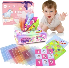 Baby Tissue Box Toy,Baby Toys 12 Months,Educational Toys for Babies,Soft Crinkle