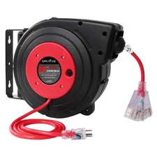 45 Ft Retractable Extension Cord Reel, 12 AWG/3C SJTOW Heavy Duty Power Cord ...