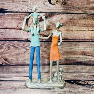 Design Sculpture Family Silver Decorative from Artificial Stone Kid Eltern
