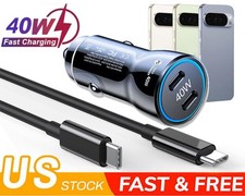 For Google Pixel 10 9 8 7 6 Pro XL 40W Fast Charging Double Type-C Car Charger