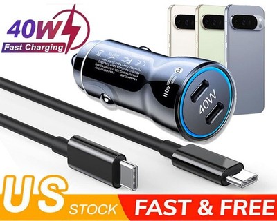 For Google Pixel 10 9 8 7 6 Pro XL 40W Fast Charging Double Type-C Car Charger