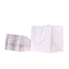 12pcs 9x7.9x9" 7 Square Medium Size White Wide-bottom Gift Bags Sturdy Durabl