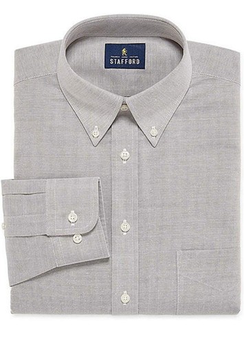 NWT Stafford Oxford Shirt Sz 16.5 34-35 Stretch Travel Wrinkle Free Cloudburst