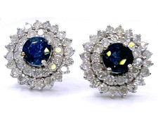 Boucles D'Oreilles En Saphir De Ceylan De 5,98 Ct Et Diamant En Or Blanc 14K