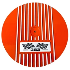 Small Block Chevy 383 Flag Logo 13" Round Air Cleaner Kit - Orange, Ansen USA