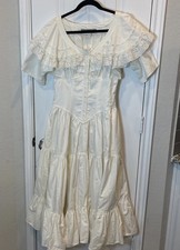 Vtg 70s Karen Alexander Dress Romantic Cottagecore Prairie Coquette Wedding Sz 6