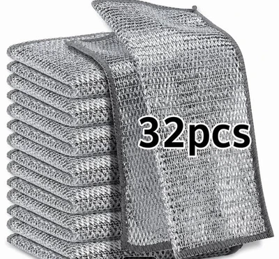 32 Pcs Non-Scratch Dishwashing Cloth Mesh Knit Cleaning Cloth For Kitchen - Image 1 of 4