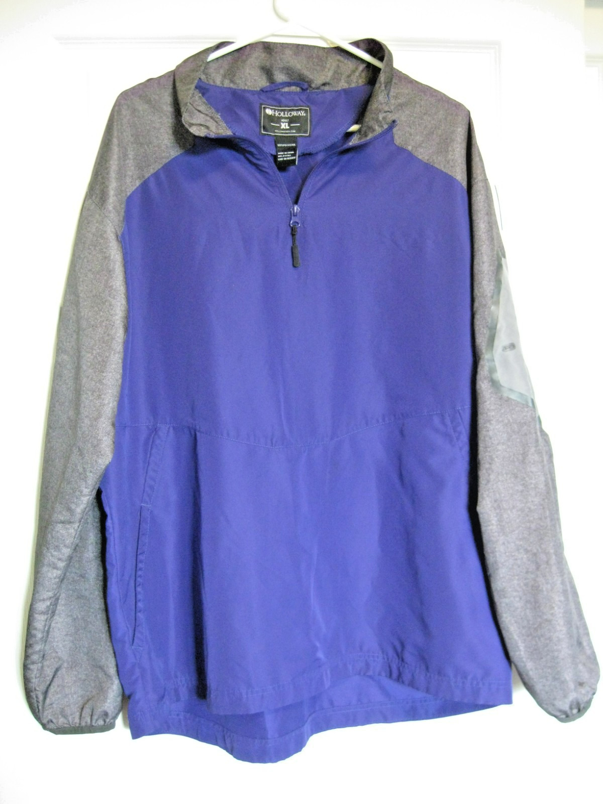 1/4 Zip Mock Neck Pocket Blue & Gray Xl