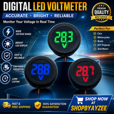 Car Voltmeter DC 4-100V LED Digital Display Round Two Wire panel Voltage Meter