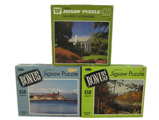 VTG Lot Of 3 Whitman Jigsaw Puzzles 300-450 pieces Landscapes Guild Bonus READ