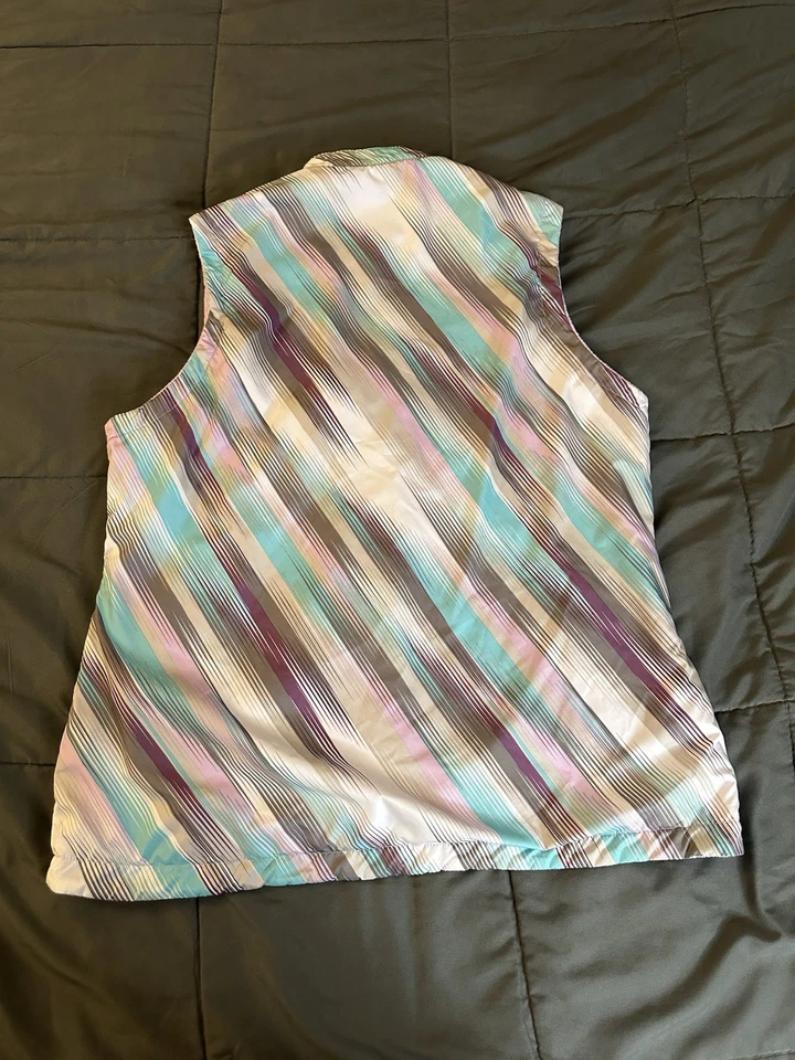 Chaleco de club de golf para mujer grande multicolor sin mangas cremallera completa reversible usado Foto 4 de 4