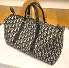 Vintage Christian Dior Trotter Canvas Duffle Holdall Bag Beige Black
