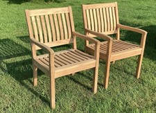 Pair Gloster teak garden patio dining armchairs - additional 4 available