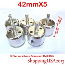 5 pcs 42mm Diamond coated tool drill bit hole saw glass ceramic marble 1-3/4"