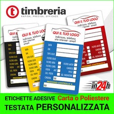 Tagliando Auto Cambio Olio Etichetta - Adesivo  - Stampa CARTA e POLIPROPILENE