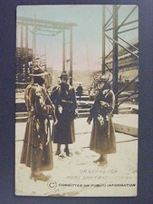 WWI Soldiers Guarding Shipyard CPI Hand Colored Real Photo Postcard RPPC c1918