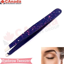 Professional Manicure Eyebrow Tweezer Slant Tip Stainless Steel Beauty Tool 