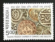 INDIA 2006 STAMP MADHYA PRADESH CHAMBER OF COMMERCE & INDUSTRY, ANCIENT COINS.