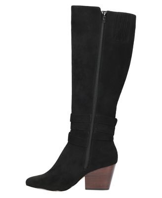 BELLA VITA Womens Black Harness Strap Cicely Toe Stacked Heel Riding Boot 10 M