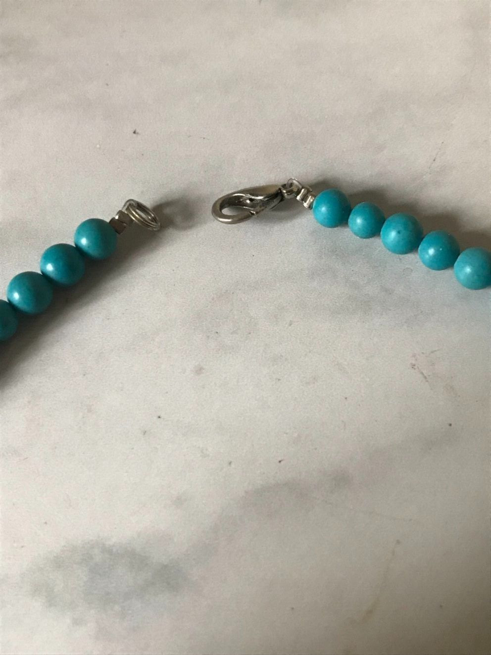 Turquoise Beaded Necklace Five Statement Bead Sla… - image 9