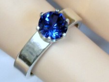 Lab Blue Sapphire Size 6.5 Ring 925 Sterling Silver 4mm Band USA Made