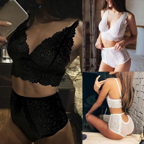 Mujeres Sexy Lencería Babydoll Prendas para dormir Sujetador de encaje Bragas Tanga Ropa interior Conjunto - Imagen 7 de 18