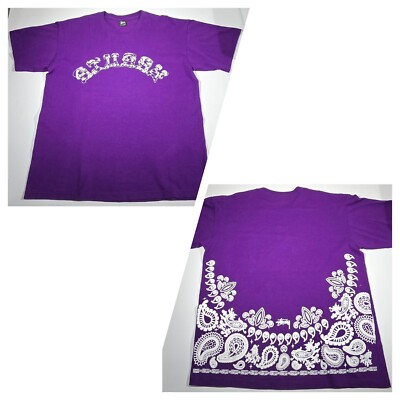 Stussy Paisley Print Logo Purple White T-Shirt world supreme huf undftd Men L