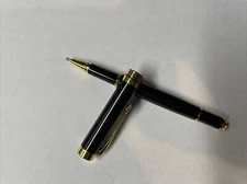 BEILUNER Ballpoint Pens Stunning BLACK Chrome Metal Pen W Golden Trim Best Ball 