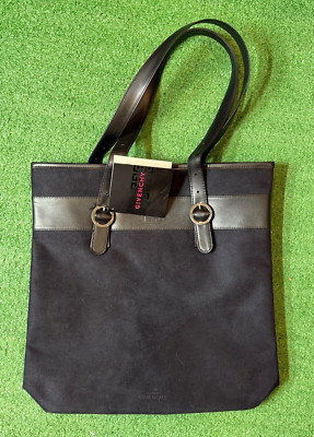 Givenchy Parfums Black Faux Suede Purse Handbag Lap Top Tote Bag Travel 2 Straps