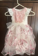 NWOT Gorgeous Evening Party Wedding Girl dress in White/Rose by Botanique , 2T