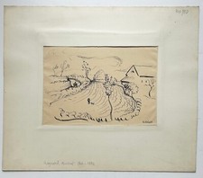 MOISSET Raymond - [Paysage de campagne]. XXe. DESSIN à l'encre singé.