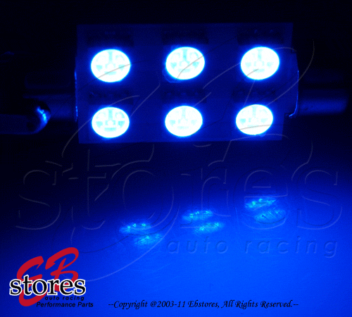 Set of 2pc Blue Map Light Festoon 6 SMD LED Light Bulbs 561 563 - 39mm 1 Pair - Picture 1 of 1