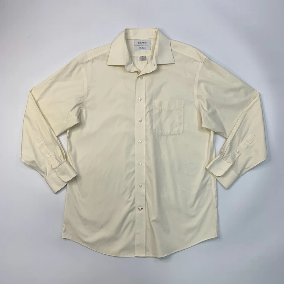 Cremieux Shirt Mens 16 Eggshell 100s Pinpoint Cotton Pleated Back Formal Dress - Image 2 of 4