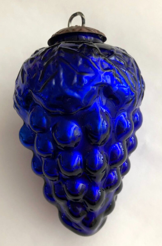 AWESOME Antique 1920-30 Kugel 4.5"Cobalt Blue Grape Cluster Xmas Ornament German
