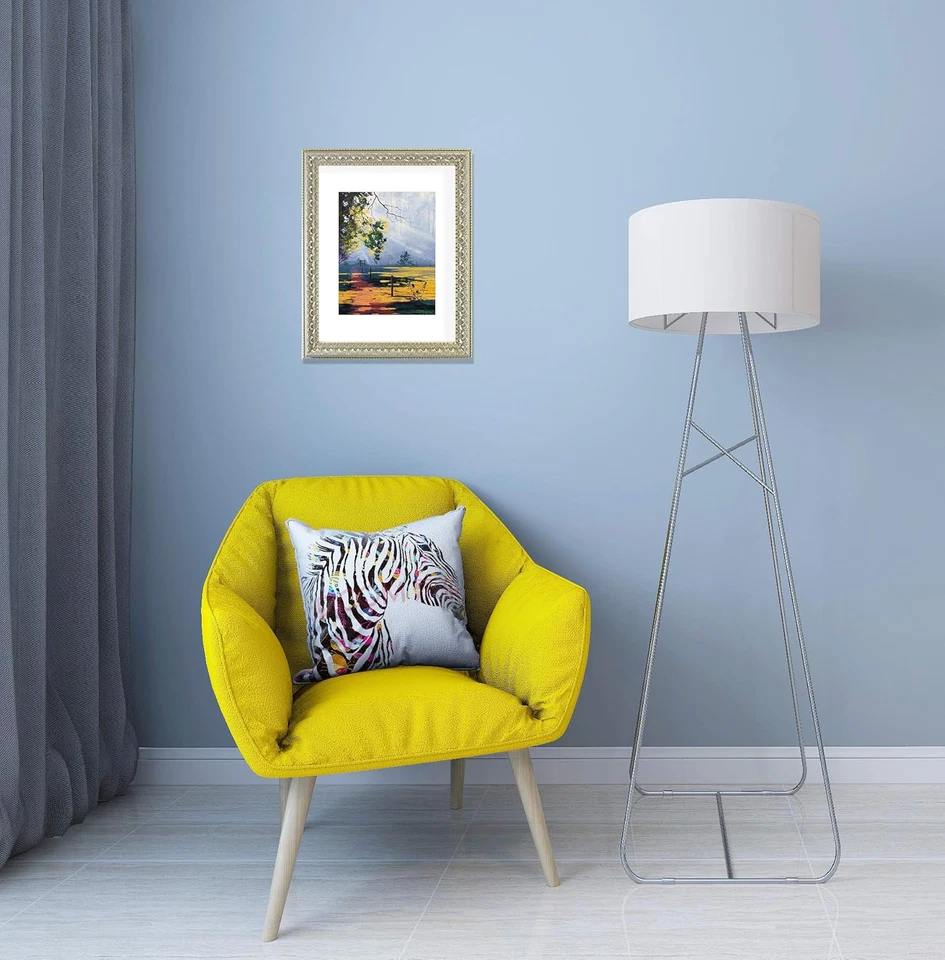 , Marco de fotos con acabado ornamentado 11X14, color beige plateado, con tapete blanco para 8X10 P Foto 2 de 4