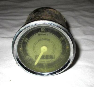 Vintage Airguide Engine Hours Gauge Meter Boat Auto 12V 2  Rod Kustom