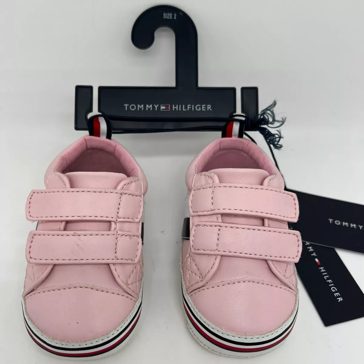 Tommy Hilfiger Toddler Girls Pink Sneakers Shoes Hook & Loop Size