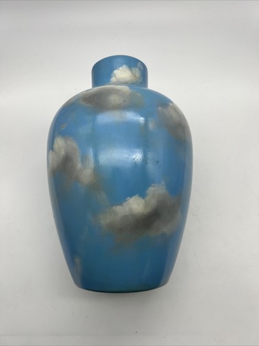 CERAMIC POTTERY ART VASE HANDMADE PAINTED SIGNED LLOYD CLOUDS SKY - Picture 2 of 7