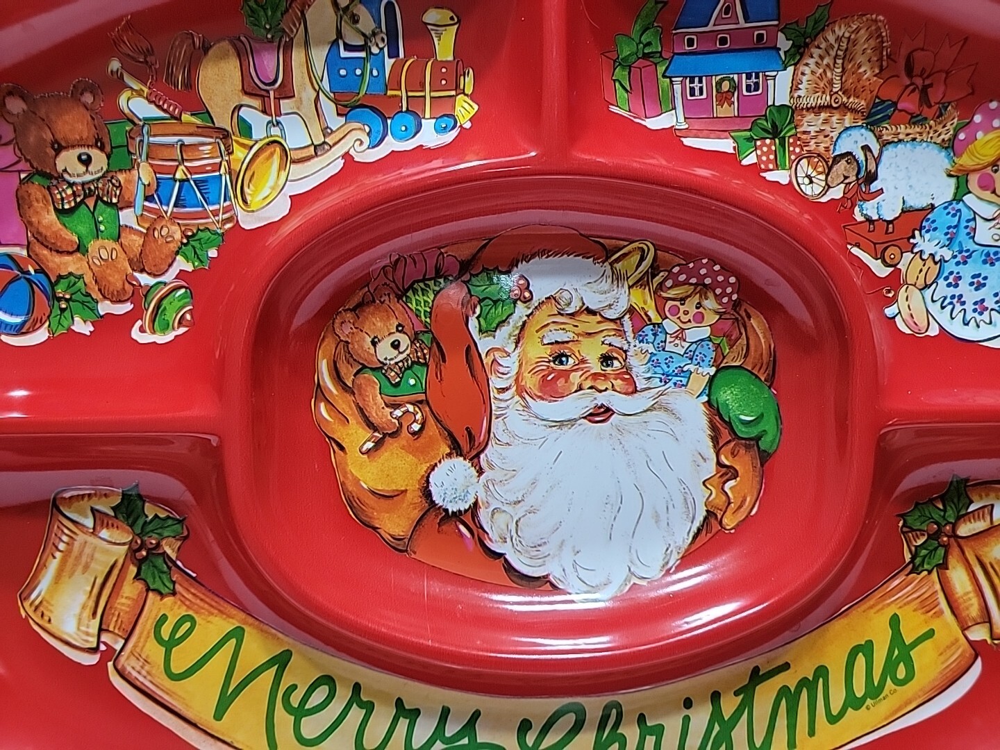 Vintage Ullman Co. USA Christmas Holiday 19”x13.5" Plastic Divided