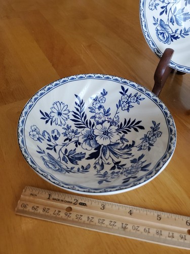 2009 Johnson Bros. England 6" Bowls DEVON COTTAGE Set of 3 Blue on White Florals - Picture 13 of 24