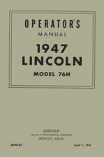 1947 Lincoln 76h 4 Door Sedan Owners Manual