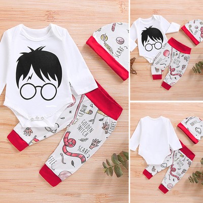 Harry Potter Bodysuits Pants Hat Sets Boys Girls Clothes Newborn Baby Jumpsuit